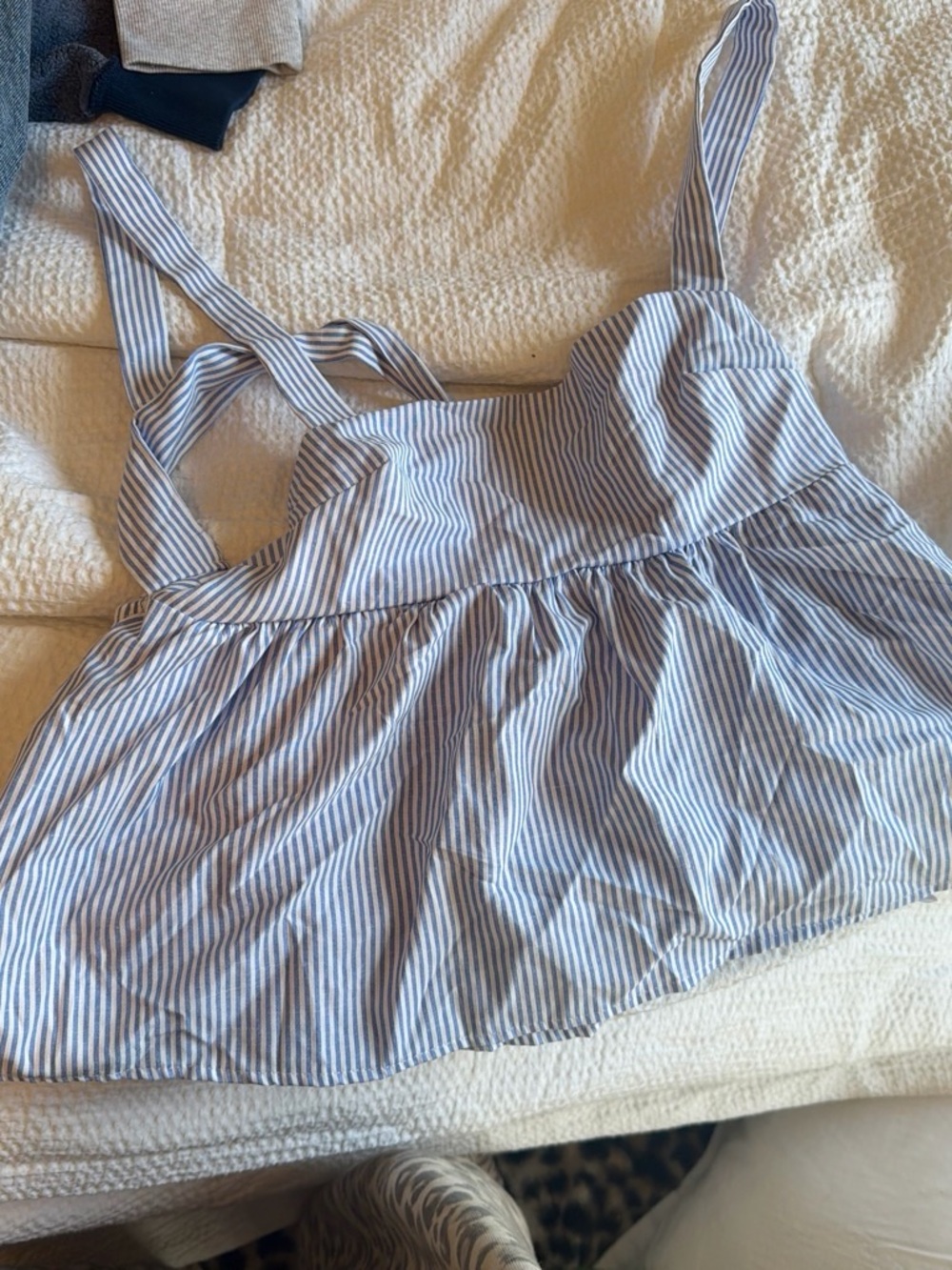 Aeropostale Blue and White Striped Ruffle Cami